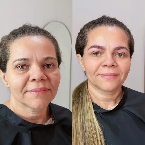 Antes e depois da micropigmentação de sobrancelhas com a técnica shadow